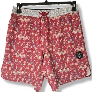 Ronin Factory Board Shorts Red Geometric AOP Hybrid Surf Beach Outdoor Active